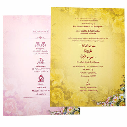 Green Padded Floral Wedding Card In Offset-KNPO8505G-King of Cards