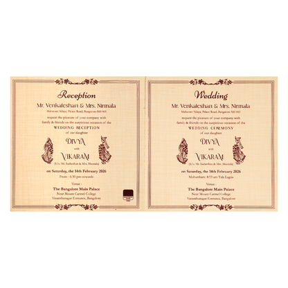 Cream Gold Foil Pattern Wedding Card-KNRP4345S