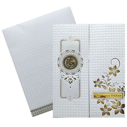 White Floral Door Nameplate Invitation Card-King of Cards