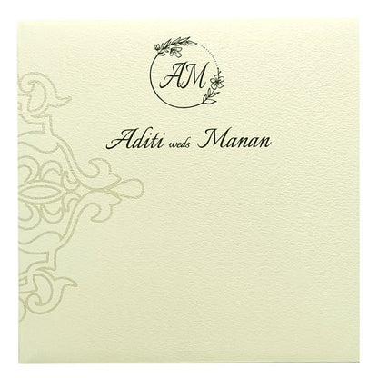 White Embossed Box Invitation Card-King of Cards