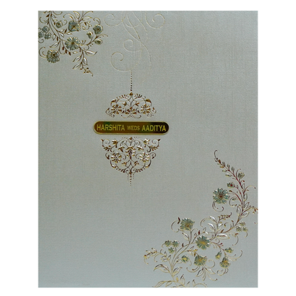 Greyish Green Padded Invitation-King of Cards