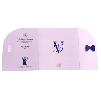 Light Pink Bow Twofold Wedding Card-KNTH9602P