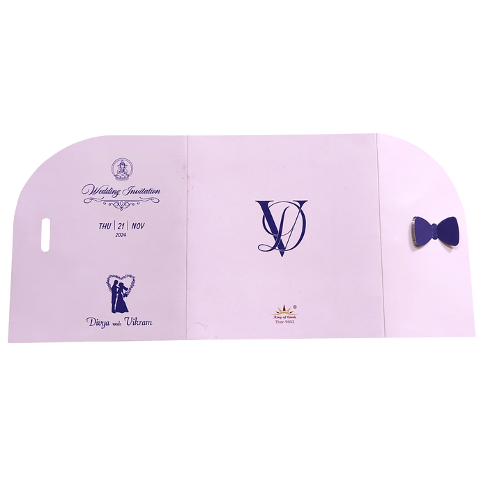 Light Pink Bow Twofold Wedding Card-King of Cards