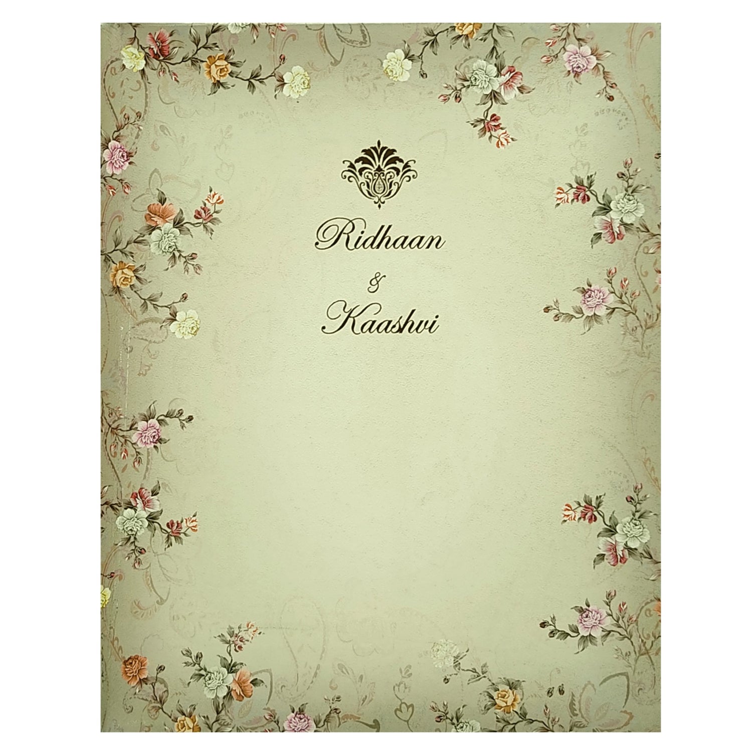 Grey Floral Wedding Invitation Card-KRC29160