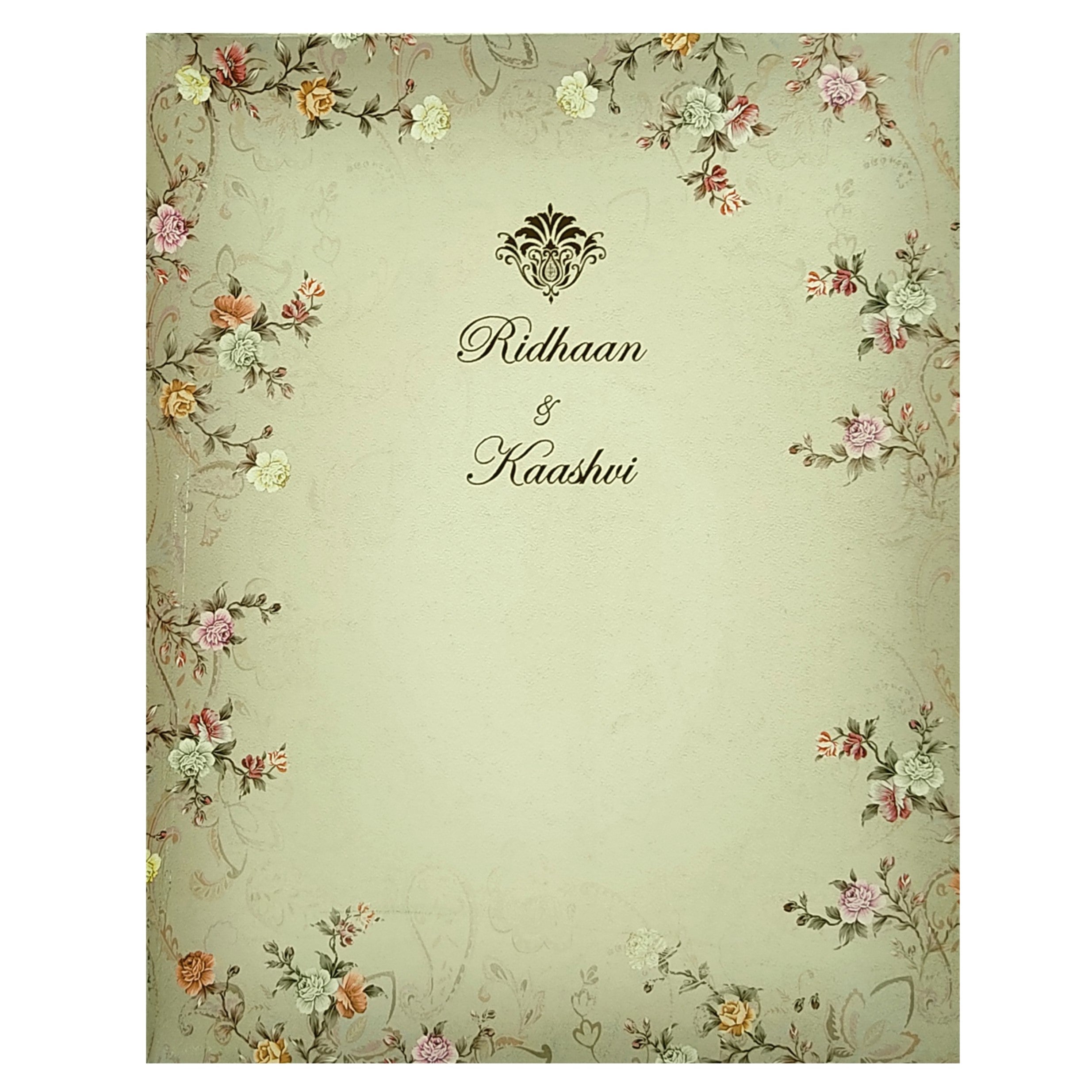 Grey Floral Wedding Invitation Card-KRC29160