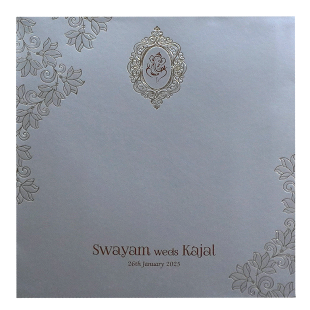 Silver Embossed Wedding Card-KPR09130