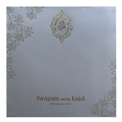 Silver Embossed Wedding Card-KPR09130