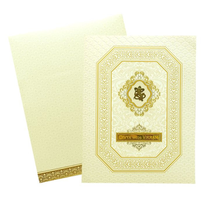 White Gold Floral Wedding Card-King of Cards