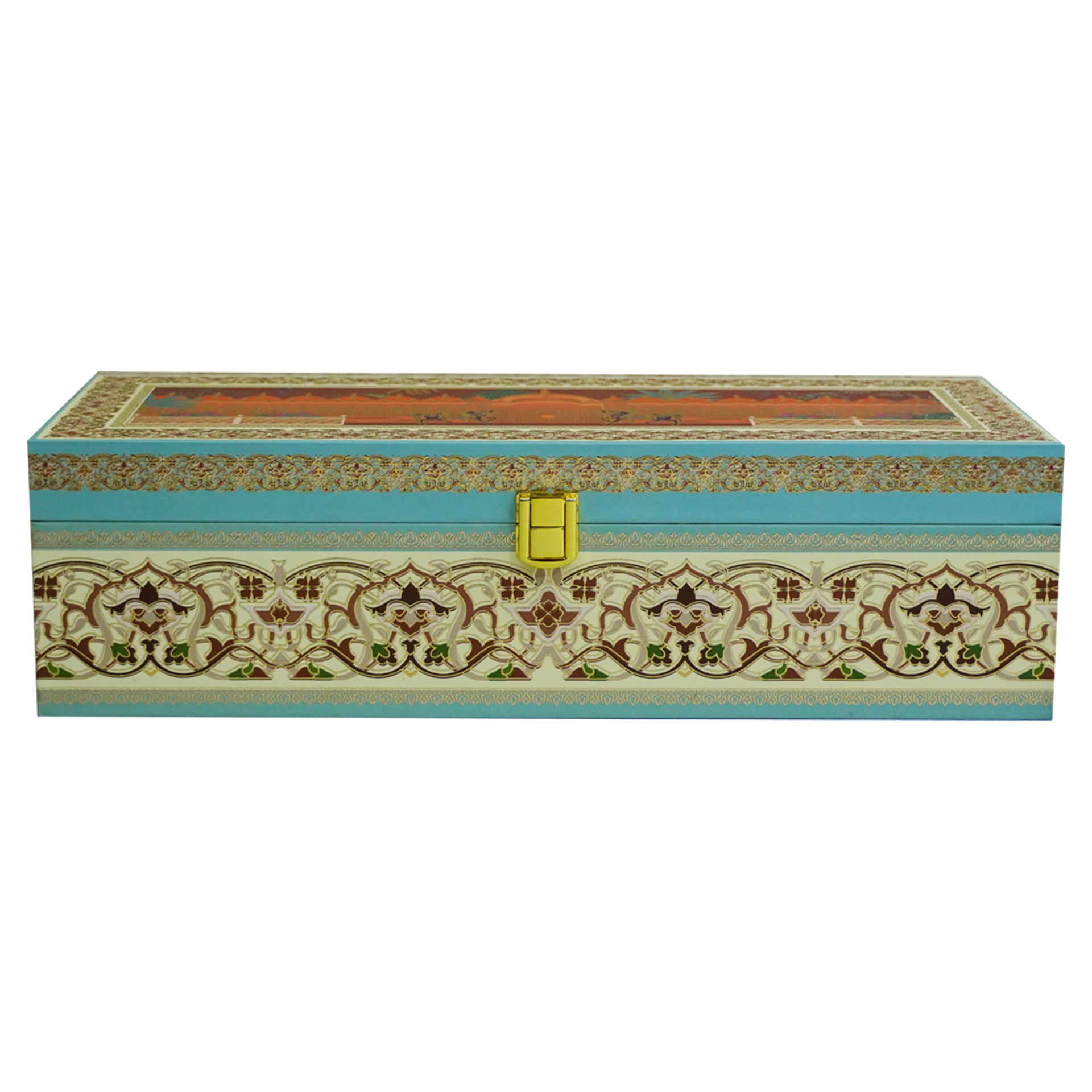 Brown Traditional Pattern Box Invitation-KBX1204