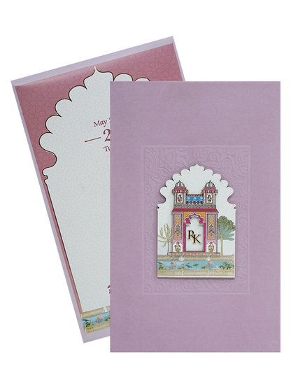 Pink Pop-Up Soft Fabric Wedding Card-King of Cards