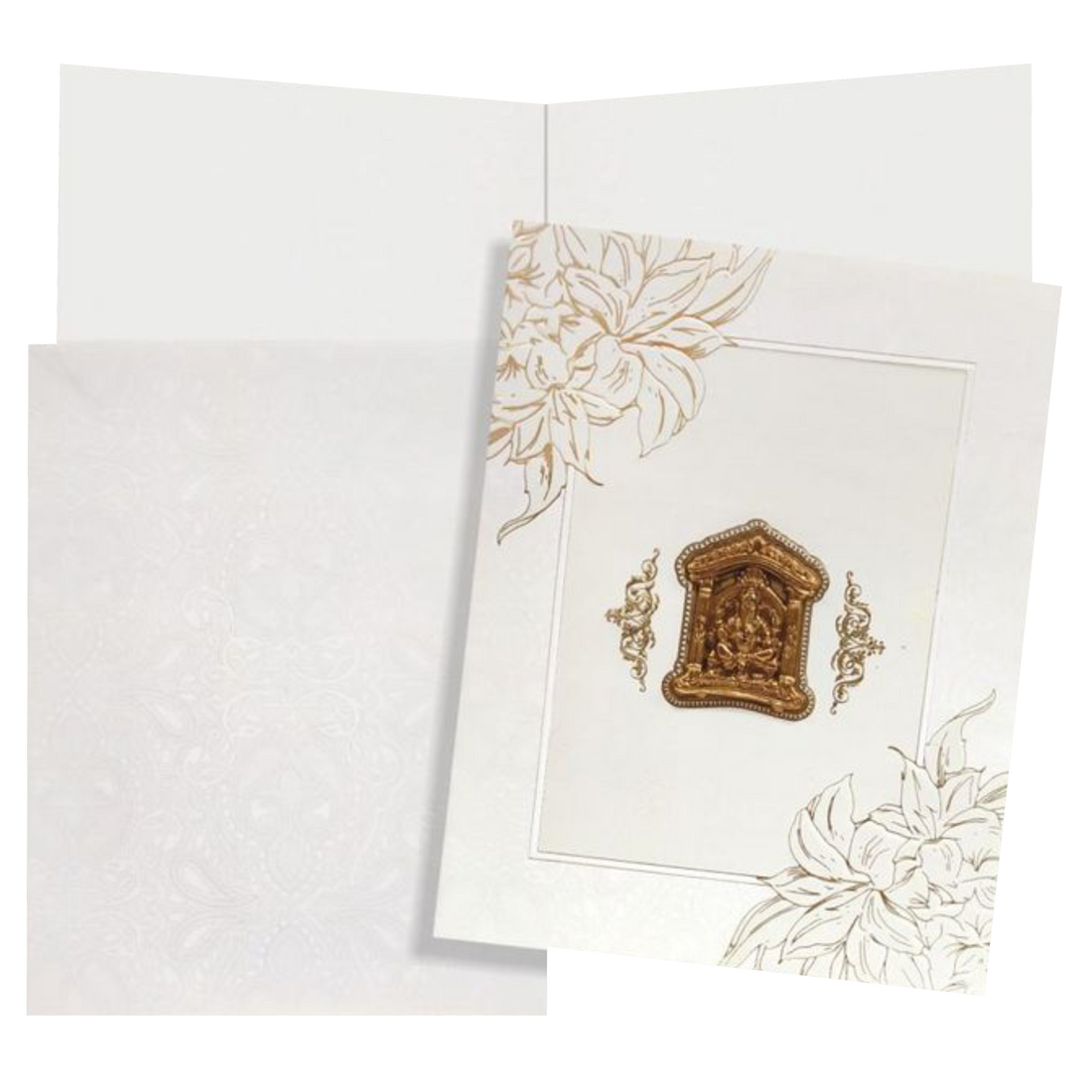 Dazzling Floral Design With White Shading Wedding Card - KNK3503
