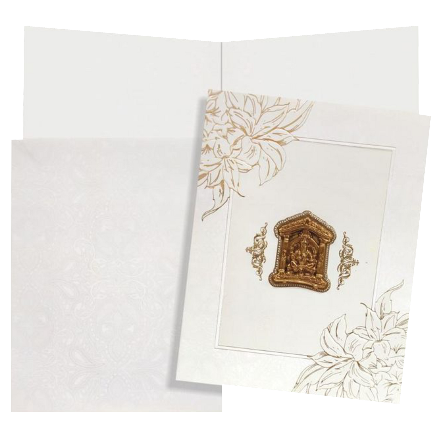 Dazzling Floral Design With White Shading Wedding Card - KNK3503