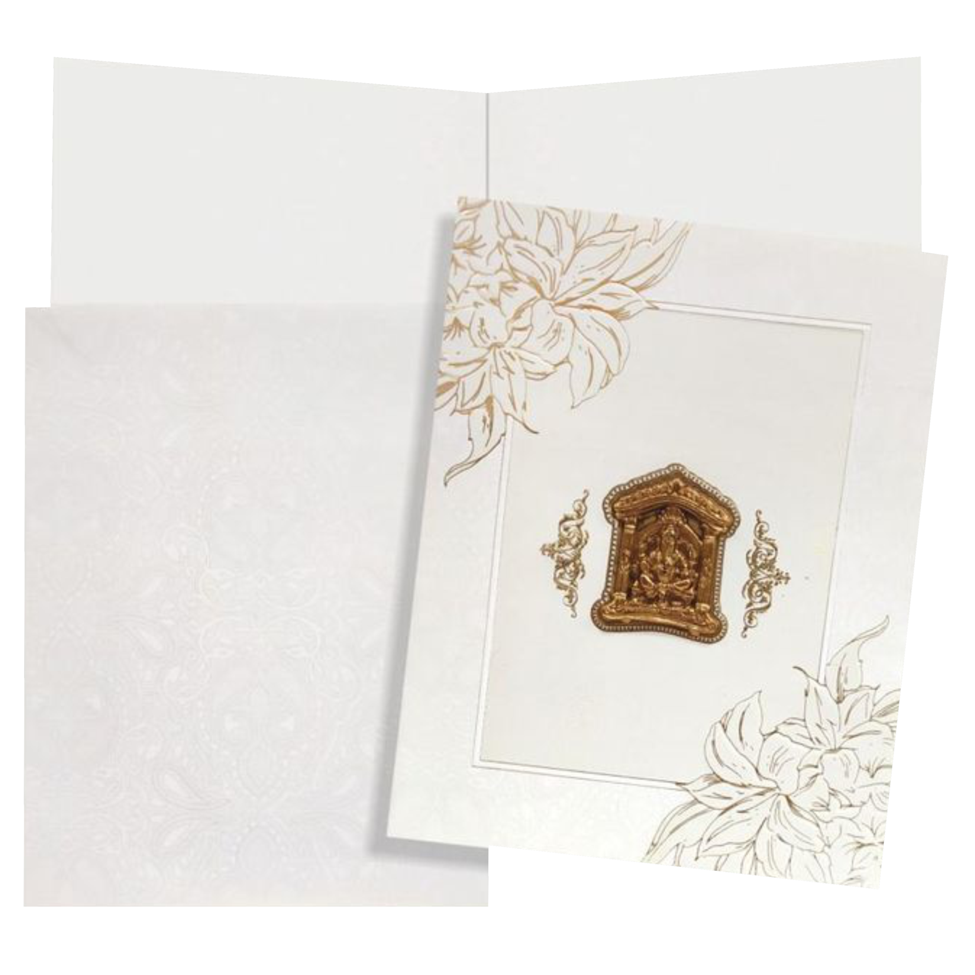 Dazzling Floral Design With White Shading Wedding Card - KNK3503