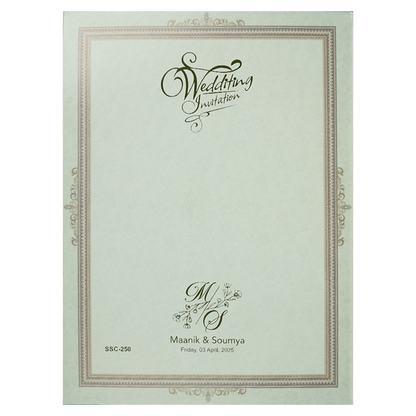 Blue Floral Metallic Padded Wedding Card-KSSC2500