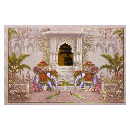 Palace Elephant Peacock Padded Wedding Card-KSH72230