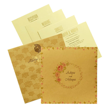 Brown Pink Floral Invitation Card-KRC29402