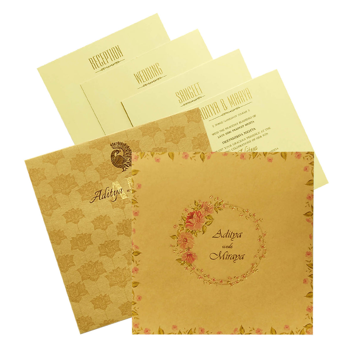Brown Pink Floral Invitation Card-KRC29402