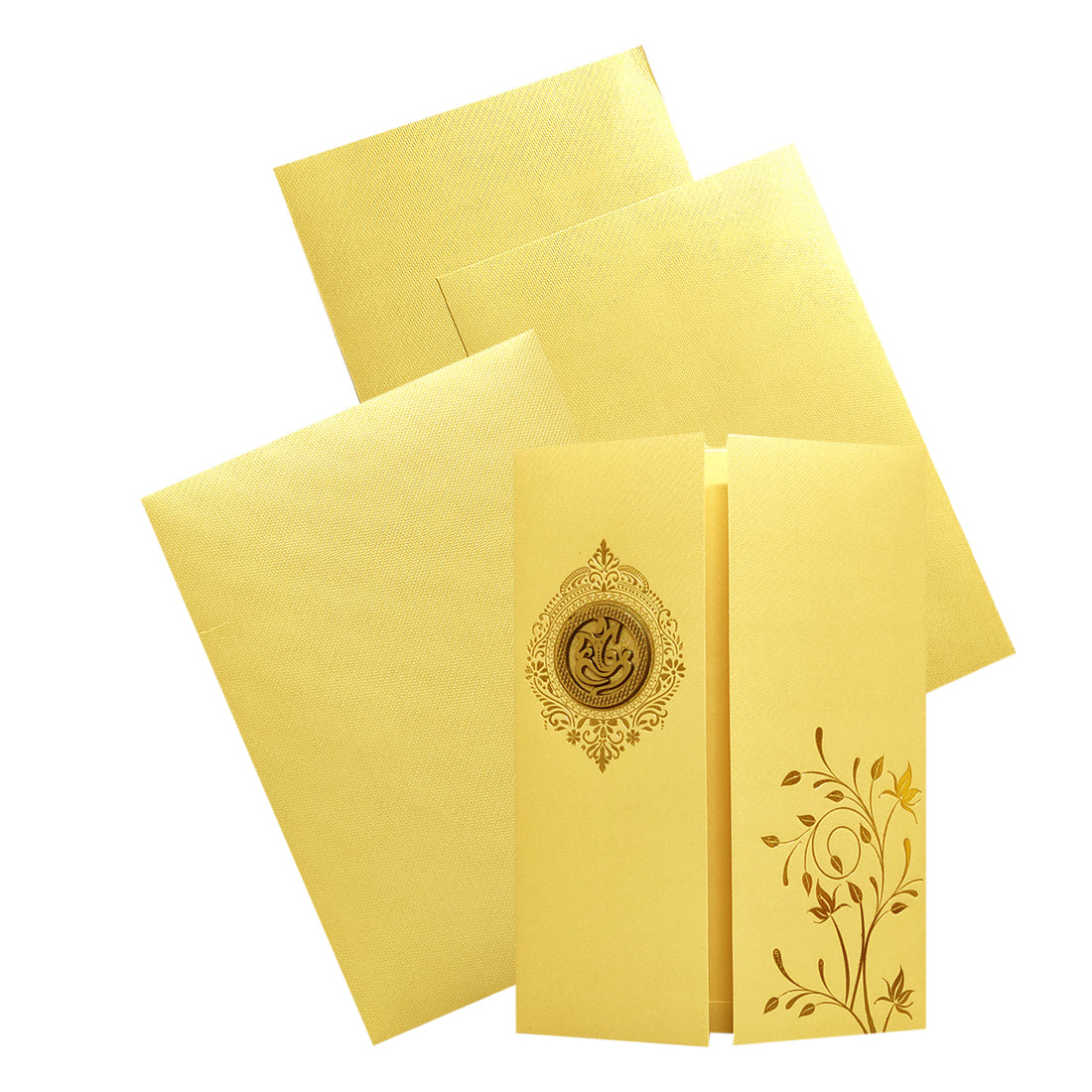Gold Ganesha Door Invitation Card-KNKTG029