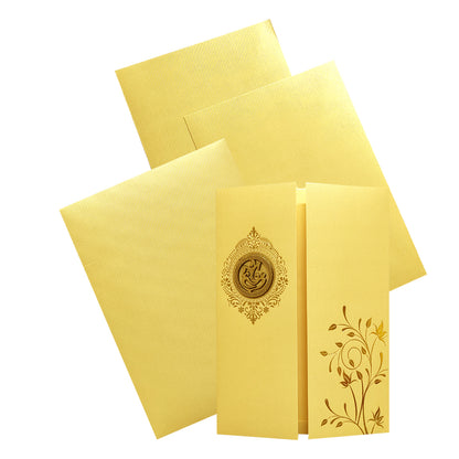 Gold Ganesha Door Invitation Card-KNKTG029
