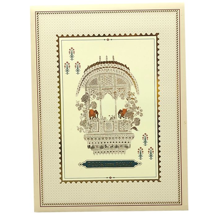 Cream Arch Padded Invitation Card-King of Cards