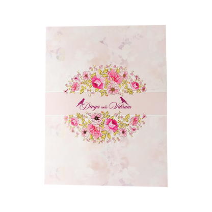 Classic Pink Floral Wedding Card-KNKJ1149