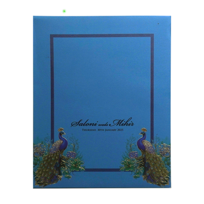 Blue Premium Padded Marriage Invitation-King of Cards