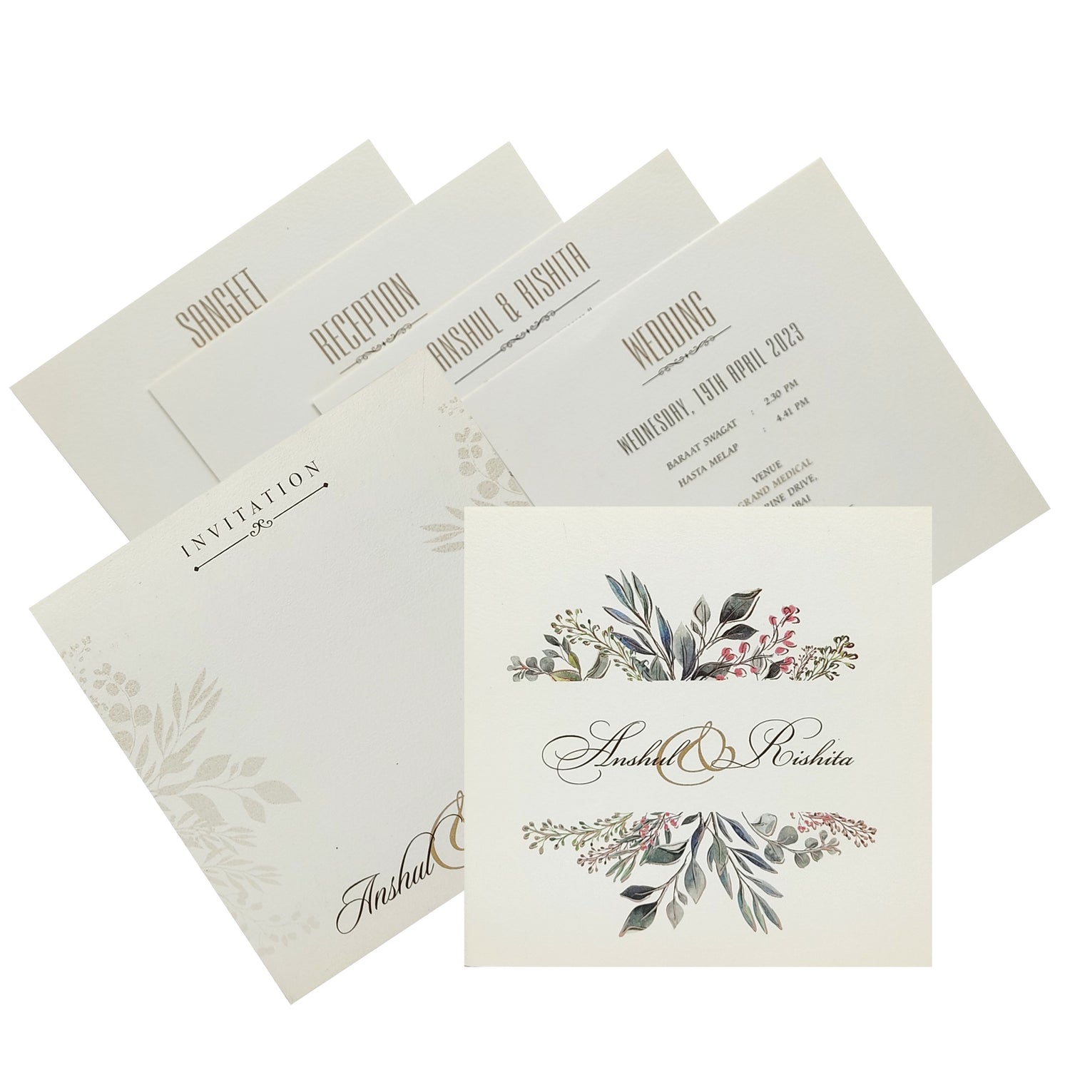 Grey Floral Invitation Card-KRC27010