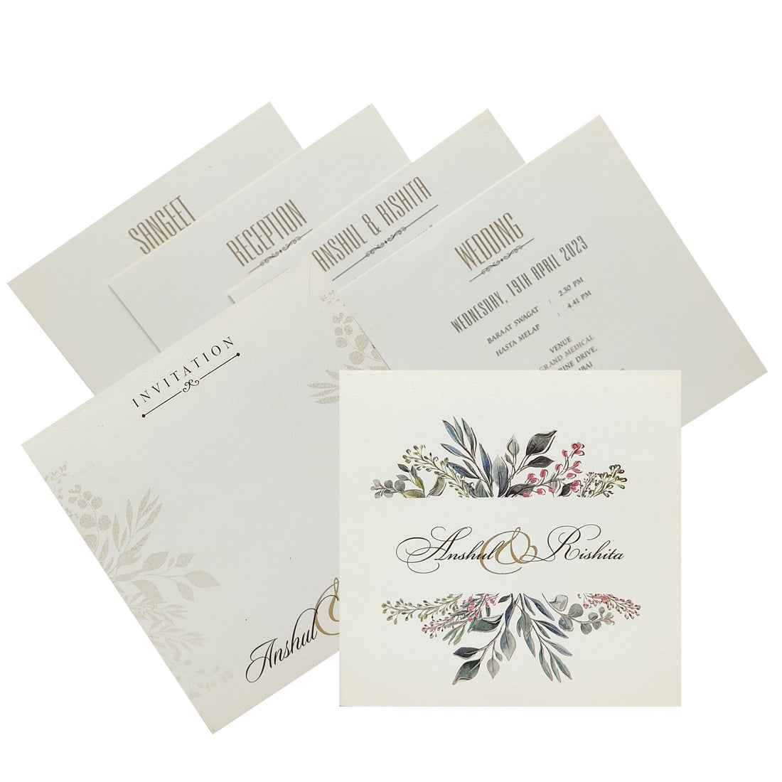 Grey Floral Invitation Card-King of Cards