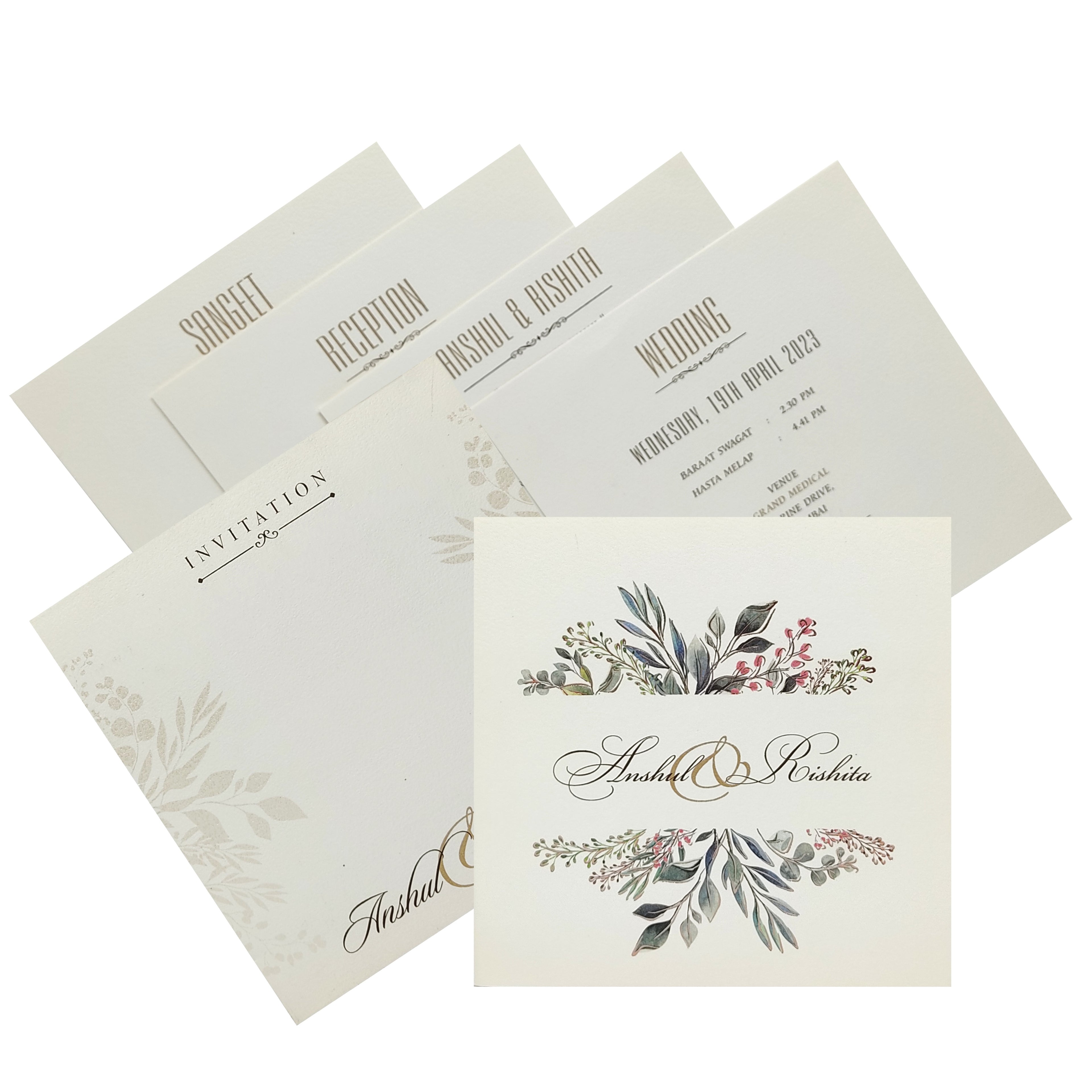 Grey Floral Invitation Card-King of Cards