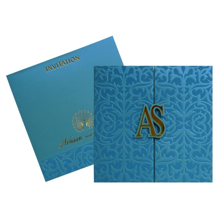 Light French Blue Textured Invitation-King of Cards