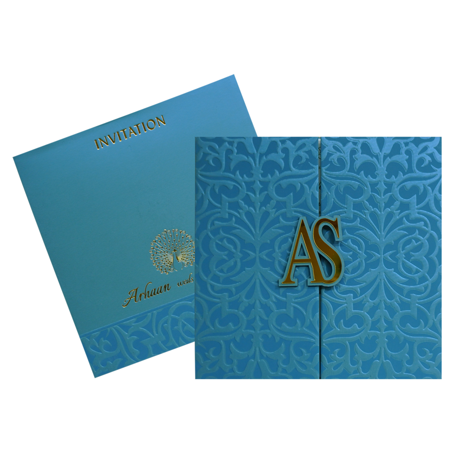 Light French Blue Textured Invitation-KRC30392