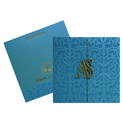 Light French Blue Textured Invitation-KRC30392