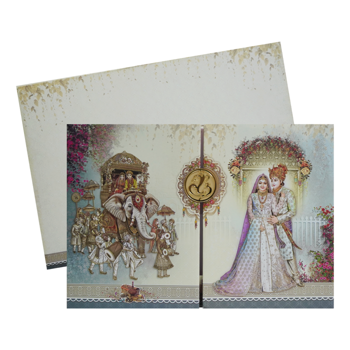 Lime Yellow Door Padded Wedding Card Design-King of Cards