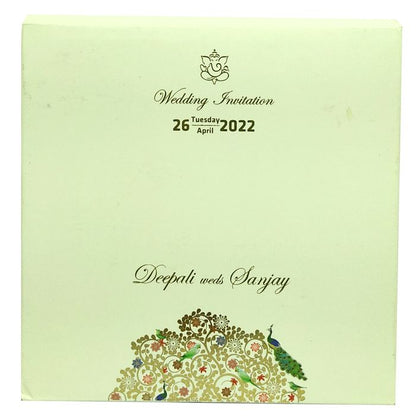 Beige Floral Padded Invitation Card-King of Cards