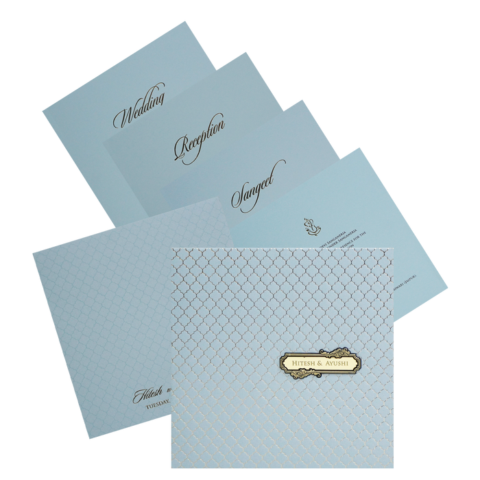 Blue Pattern Design Wedding Card-King of Cards