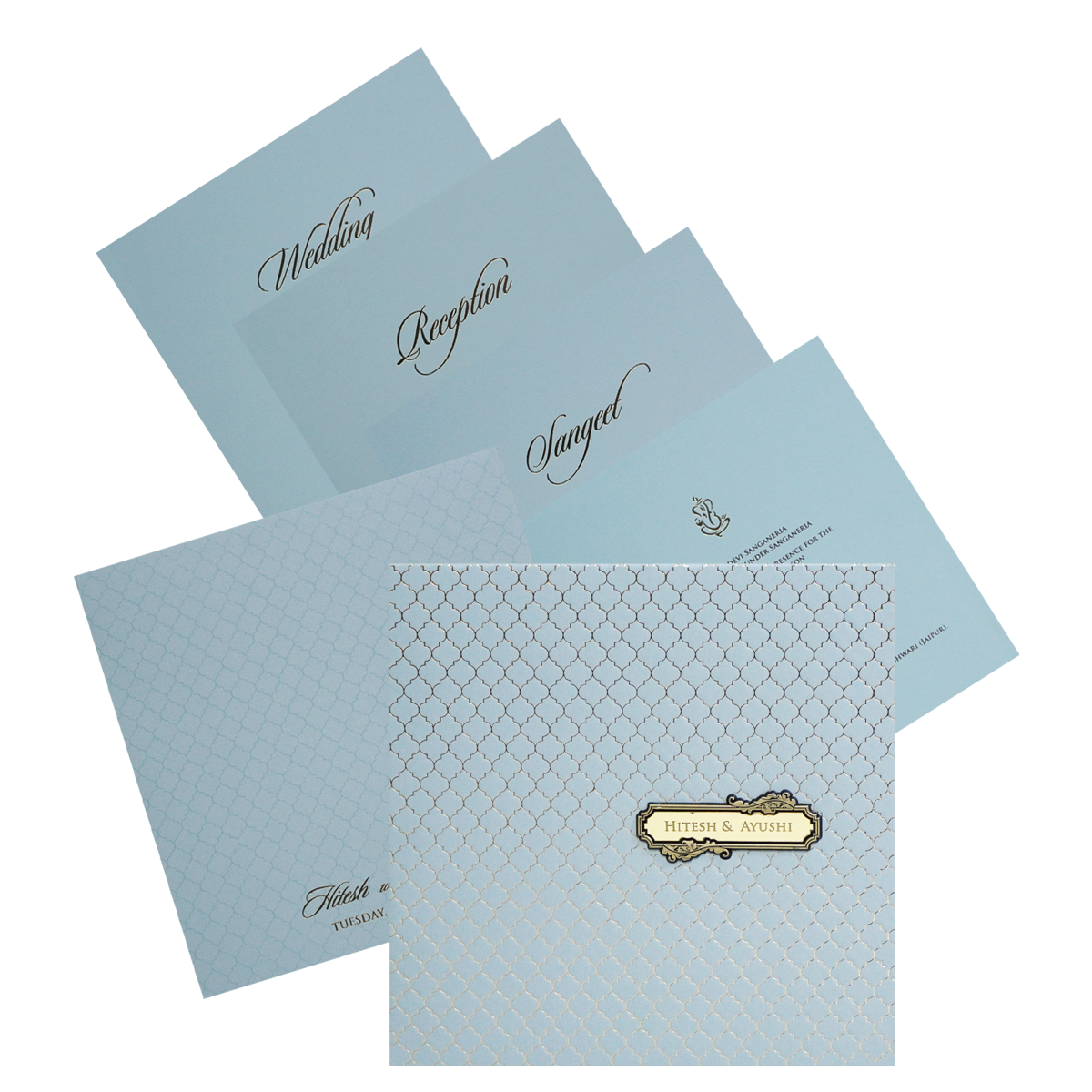 Make your event special with our exclusive Blue Pattern Design Wedding Card. Shop now! ?WhatsApp Support ?Express Delivery.