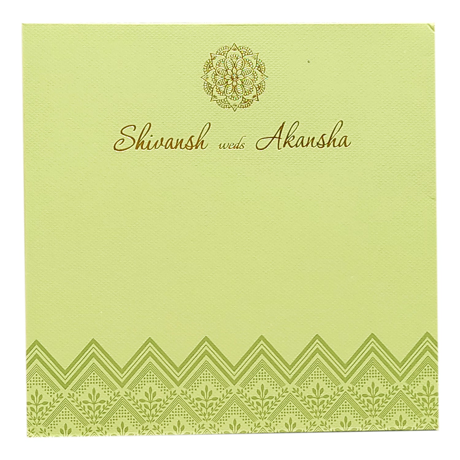 Pastel Green Embossed Design Invitation Card-KRC29512