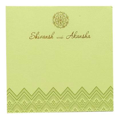 Pastel Green Embossed Design Invitation Card-KRC29512