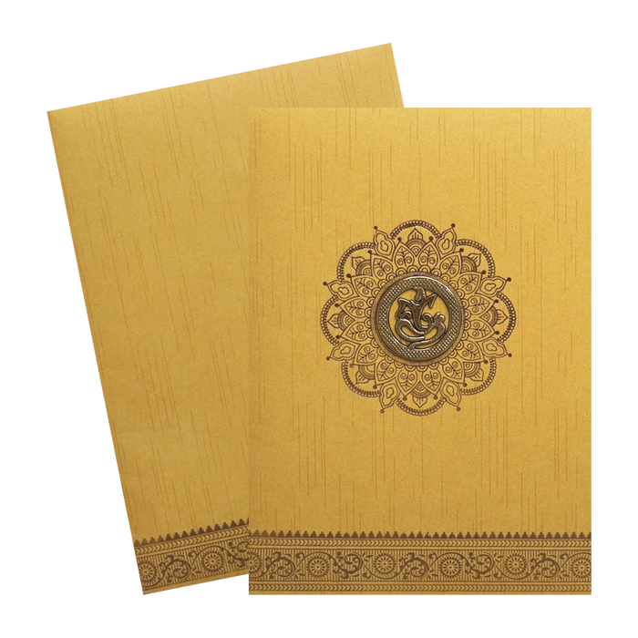 Yellow Golden Ganesha Wedding Card-King of Cards