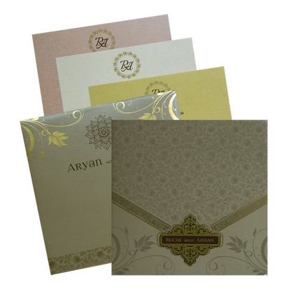 Make your event special with our exclusive Light Beige Floral Nameplate Wedding Card. Shop now! ?WhatsApp Support ?Express Delivery.