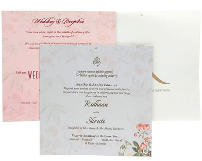 Light Coral Green MDF Invitation-King of Cards