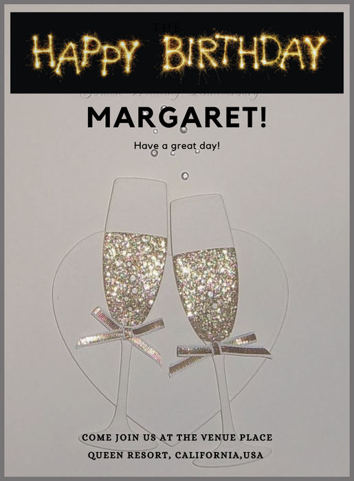 Golden Glitter Birthday cards for her-King of Cards