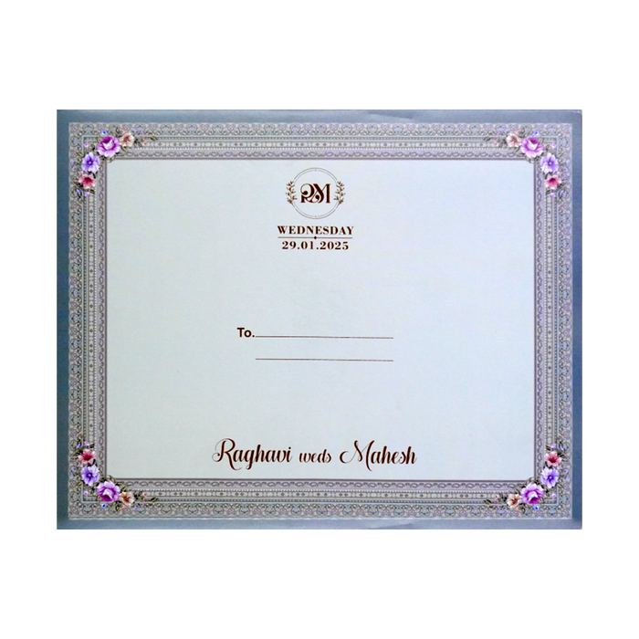 Greyish Blue Padded Invitation-King of Cards