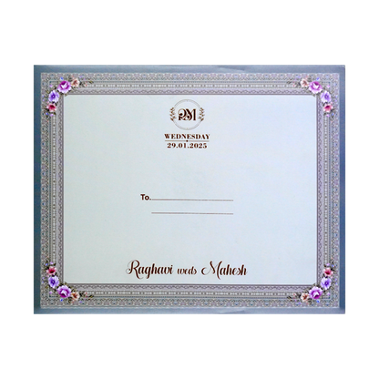 Greyish Blue Padded Invitation-King of Cards