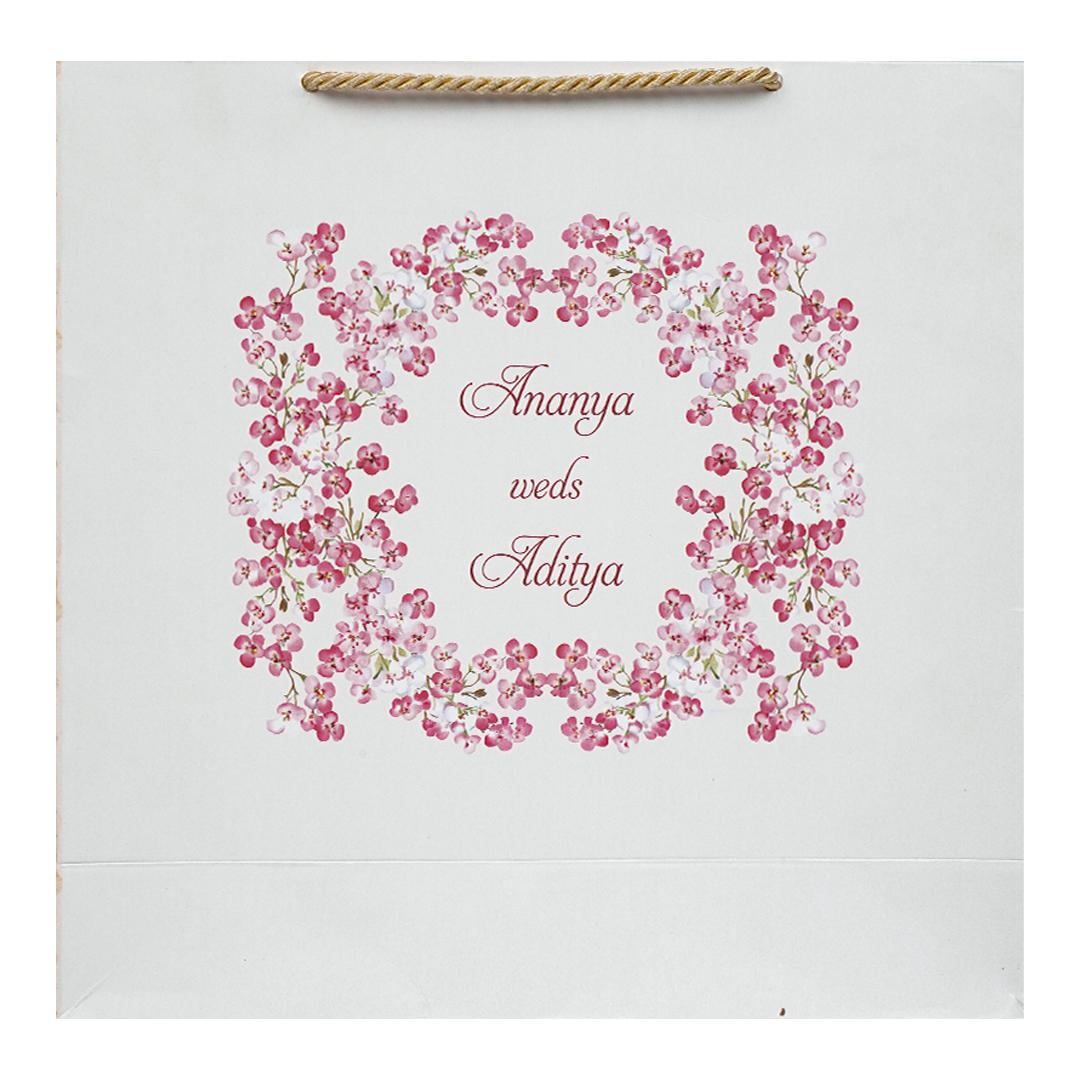 Pink Floral Gatefold Wedding Invitation Box-KMMEX8310