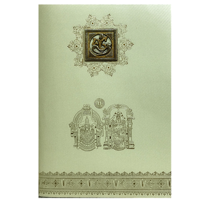 Green Floral Indian Wedding Card-KNKTGN022