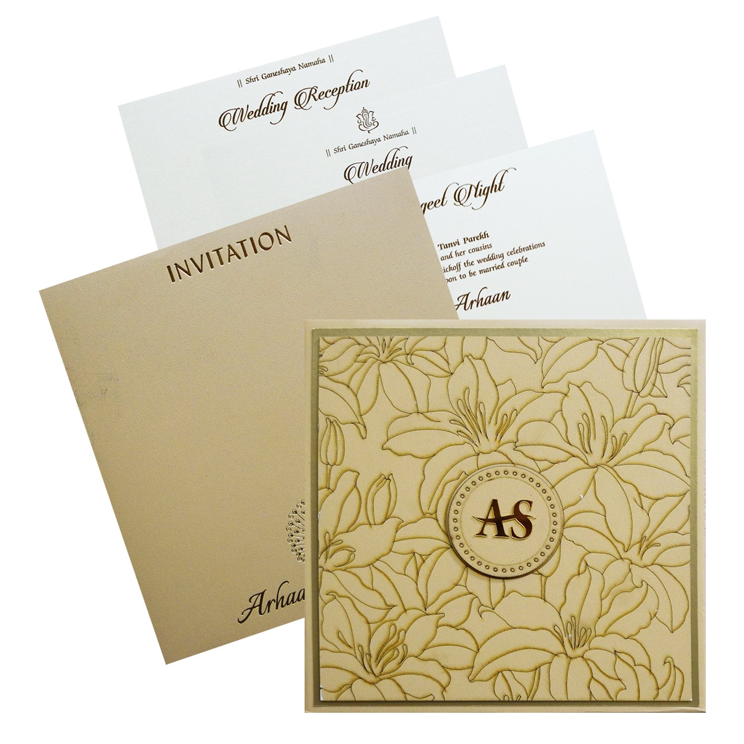 Light Peach Padded Invitation-KRC30450