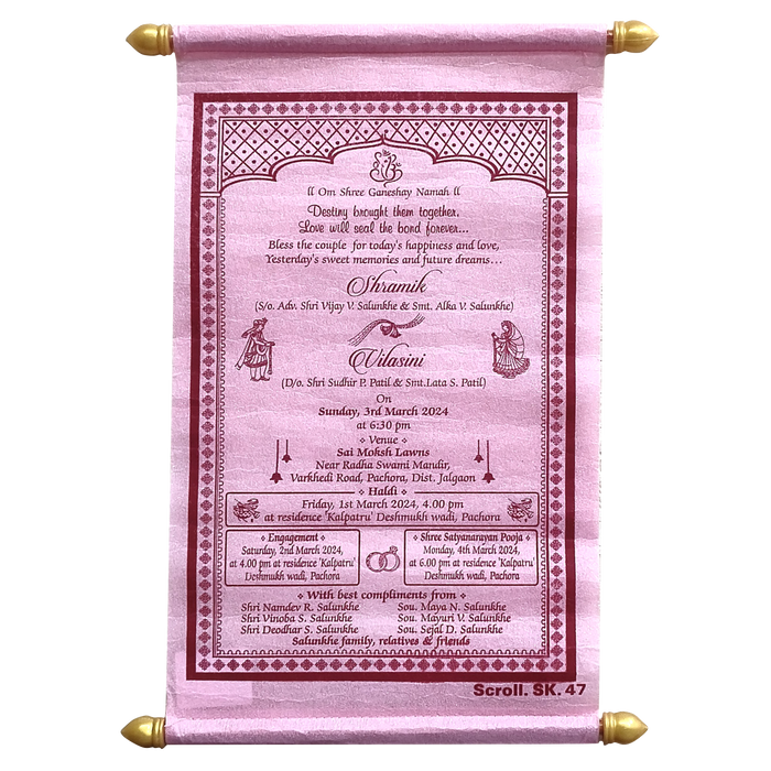 Pastel Pink Scroll Card-King of Cards