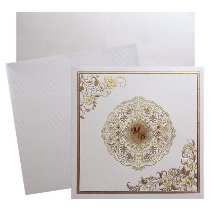 Ivory Golden Floral Wedding Card-King of Cards