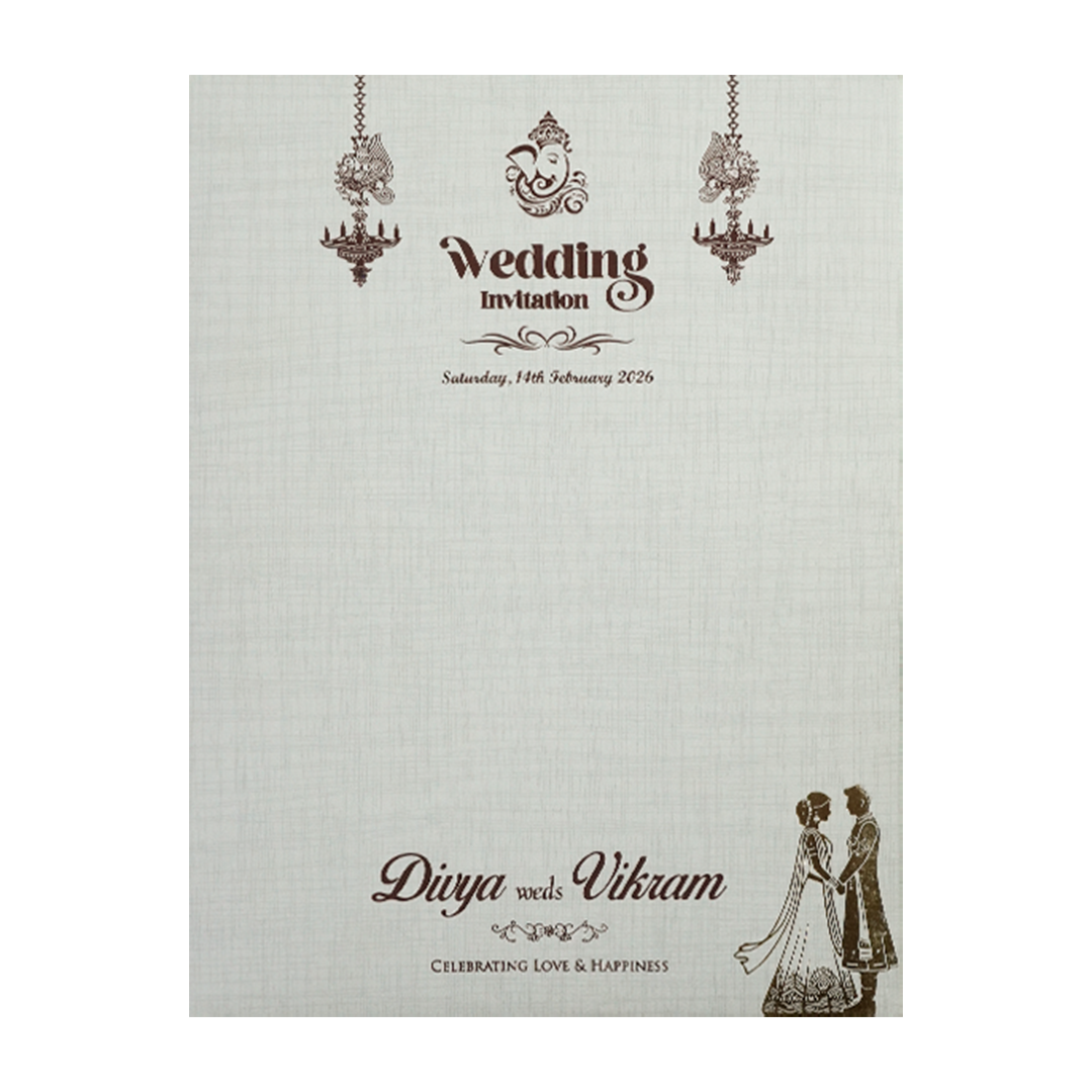 Grey Gold Foil Couple Arch Wedding Card-KNK7081G